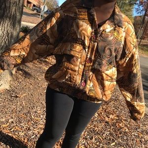 ADAM DOUGLASS Vintage Floral Print Silk Jacket